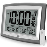 WallarGe vista frontal del reloj mostrando hora y temperatura, legible a distancia