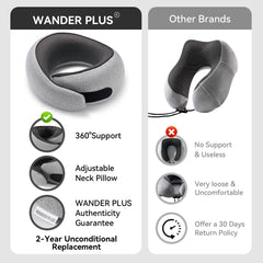 WANDER+ almohada usada en un asiento de avión para mejor descanso
