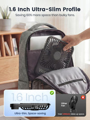 Warmco ventilador en uso sobre mesa para oficina y ventaja de silencio