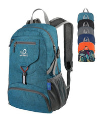 WATERFLY front view of packable backpack showing compact silhouette and easy access pockets