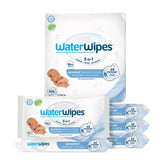 WaterWipes front packaging showing five 60-count packs and total 300 wipes, WaterWipes gentle clean