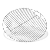 Weber cooking grate front view showing plated-steel surface and even cooking area benefit