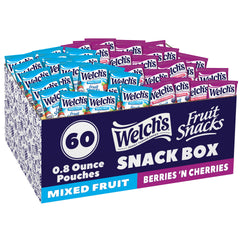 Welch's caja frontal mostrando 60 paquetes y conveniencia