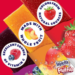 Welch's tiras junto a regla para comparar escala y porción individual