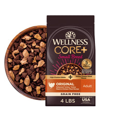 Wellness CORE+ front of bag showing product name and recipe benefits