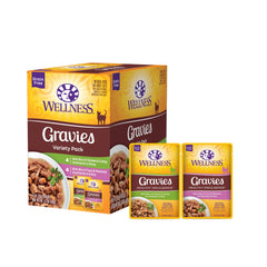 Wellness envase frontal del pack Gravies mostrando variedad y nutrición