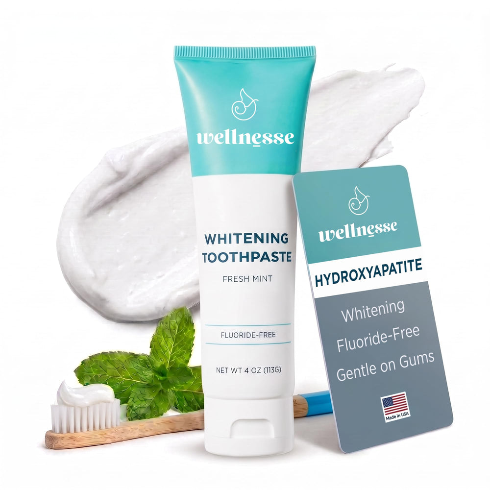 Wellnesse frente del tubo mostrando hidroxiapatita y beneficio remineralizante