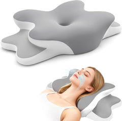 WENGTY vista frontal del embalaje queen gris mostrando la almohada y beneficios