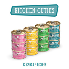 Weruva open 3.2oz can top view showcasing moist wet food to entice picky eaters