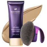Westmore Beauty envase frontal mostrando cobertura y acabado natural