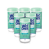 Wet Ones canister frontal mostrando diseño y cantidad, conserva humedad