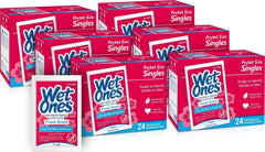Wet Ones empaque frontal mostrando 24 toallitas y marca clara