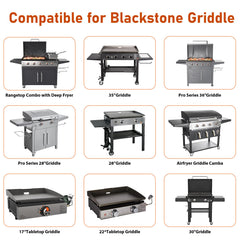 Whaleme forro colocado en griddle Blackstone capturando grasa y facilitando limpieza