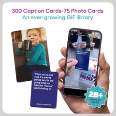 WHAT DO YOU MEME? primer plano de cartas y textura, facilita mezclar texto y GIFs creativos