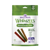 Whimzees empaque frontal mostrando el producto y beneficios