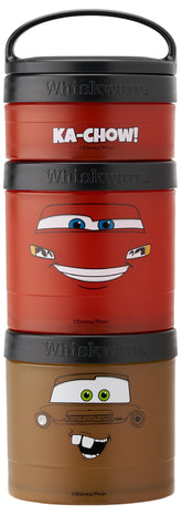 Whiskware frontal con diseño Cars mostrando tres recipientes para porciones prácticas