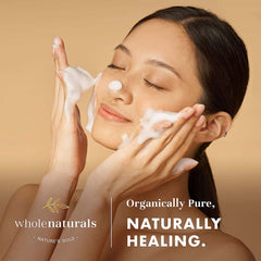 WHOLENATURALS uso en ducha, muestra limpieza corporal suave y sin fragancia