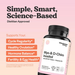 Wholesome Story ingredientes dispuestos: inositoles, MTHF y vitamina D para balance