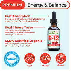 Why Not Natural etiqueta con ingredientes y forma de B12 visible