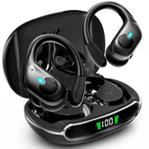 WHYKJTEK estuche abierto mostrando auriculares y batería prolongada