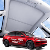 Wigoo parasol frontal instalado en techo Model Y Juniper, reducción de calor