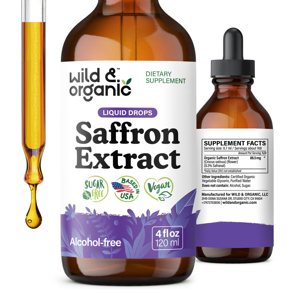 Wild & Organic botella frontal, identificación clara y beneficio de dosis prolongada