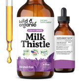 Wild & Organic frasco frontal del cardo mariano, formato 4 oz y fácil dosificación