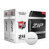 Wilson Staff Zip empaque frontal mostrando las 24 pelotas y beneficio de cantidad