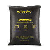 wisedry front packaging showing two 500g bags and product benefit dry cabin