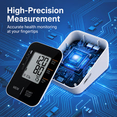 Wishlove pantalla LCD mostrando presión, pulso y registro de hora
