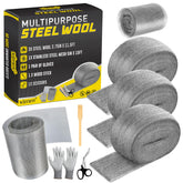 Wizcave kit completo mostrando empaques y rollos, protege entradas de roedores
