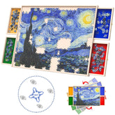 Woodever vista frontal de la mesa puzzle, estabilidad y organización