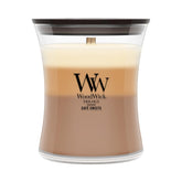 WoodWick(ウッドウィック) frasco frontal elegante mostrando la vela y su acabado