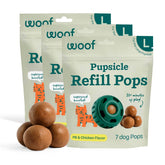 WOOF Pupsicle recarga frontal mostrando 7 pops, conveniencia inmediato