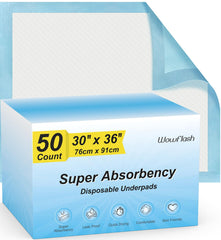 Wowflash empaque frontal mostrando 50 unidades y tamaño 30x36 para ahorro