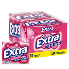 WRIGLEY'S EXTRA paquete frontal mostrando 10 packs para disponibilidad práctica