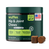 Wuffes empaque frontal mostrando chews y beneficios para movilidad