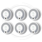 X-Sense vista frontal del paquete con seis detectores, protección completa
