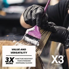 X3 guantes nitrilo mano puesta demostrando destreza y confort
