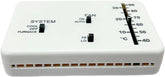 XZHJJF termostato RV frontal blanco mostrando modos y control, mejora el confort