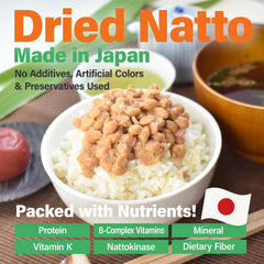 YAMASAN KYOTO UJI textura de granos de natto liofilizado, resalta conservación y nutrición