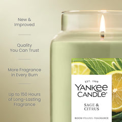Yankee Candle textura de cera Sage & Citrus close-up que muestra mezcla vegetal y acabado limpio