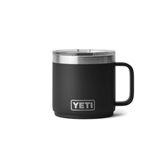 YETI Rambler frente negro mostrando diseño apilable y acabado resistente