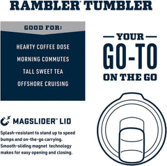 YETI Rambler en mano para comparar escala y comodidad de uso