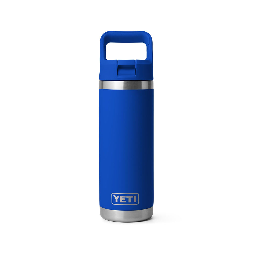 YETI Rambler vista frontal en Royal Blue mostrando diseño y tamaño práctico