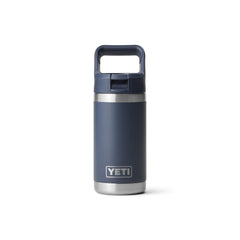 YETI Rambler Jr frente Navy mostrando su forma compacta y durabilidad