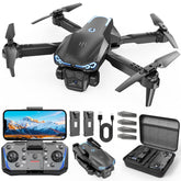 YGFBQE dron frente y paquete mostrando diseño portátil y seguridad