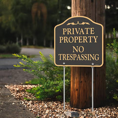 YHAIATTA sign installed in lawn marking property line for clear boundary definition benefit