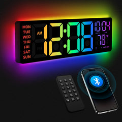 YISILE vista frontal del reloj LED 16 pulgadas, gran legibilidad