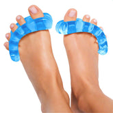 YogaToes frontal azul zafiro mostrando forma ergonómica y alivio